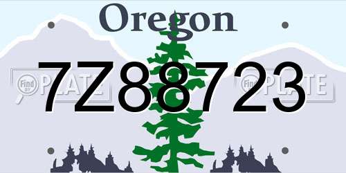 7Z88723 Oregon License Plate
