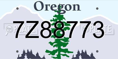 7Z88773 Oregon License Plate