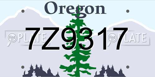 7Z9317 Oregon License Plate
