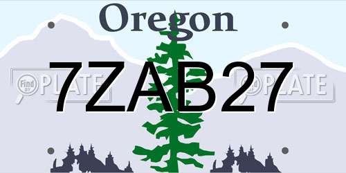7ZAB27 Oregon License Plate