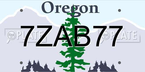 7ZAB77 Oregon License Plate