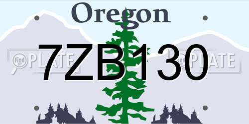 7ZB130 Oregon License Plate