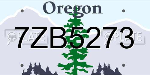 7ZB5273 Oregon License Plate