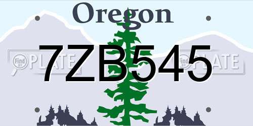 7ZB545 Oregon License Plate