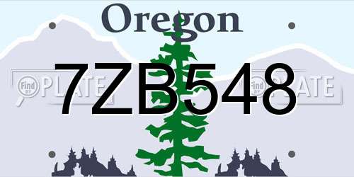 7ZB548 Oregon License Plate