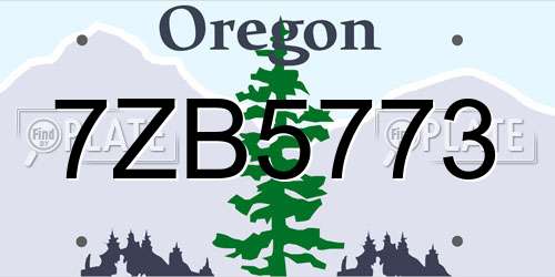 7ZB5773 Oregon License Plate