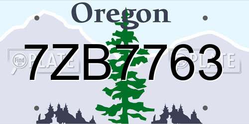 7ZB7763 Oregon License Plate