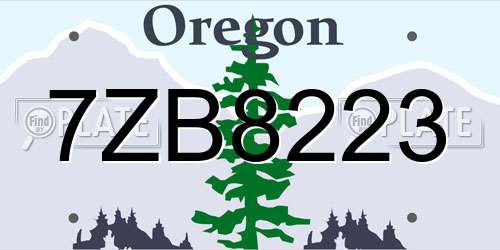 7ZB8223 Oregon License Plate