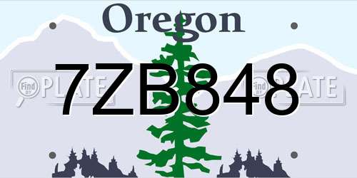 7ZB848 Oregon License Plate