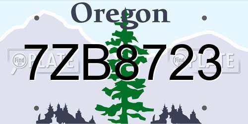 7ZB8723 Oregon License Plate