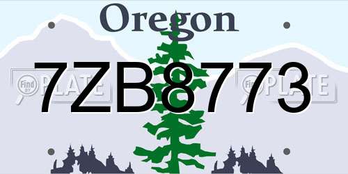 7ZB8773 Oregon License Plate