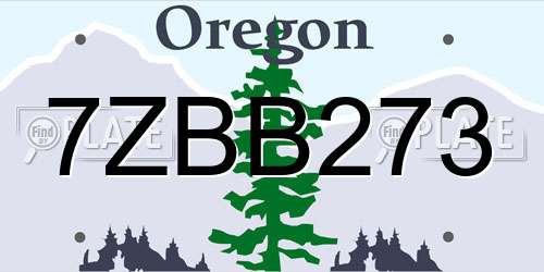 7ZBB273 Oregon License Plate