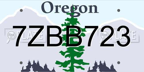 7ZBB723 Oregon License Plate