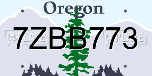 7ZBB773 Oregon License Plate