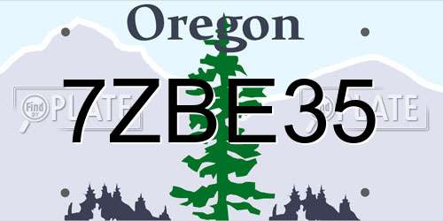 7ZBE35 Oregon License Plate