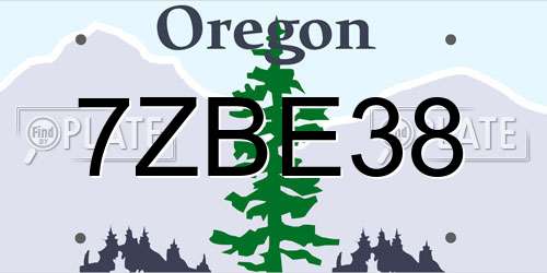 7ZBE38 Oregon License Plate