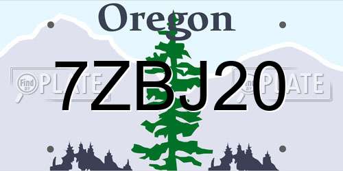 7ZBJ20 Oregon License Plate