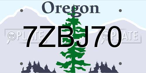 7ZBJ70 Oregon License Plate