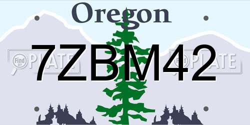 7ZBM42 Oregon License Plate
