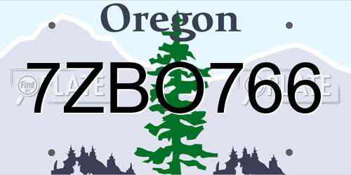 7ZBO766 Oregon License Plate