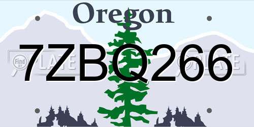 7ZBQ266 Oregon License Plate