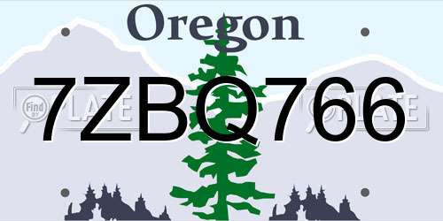 7ZBQ766 Oregon License Plate