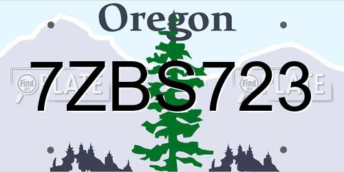 7ZBS723 Oregon License Plate