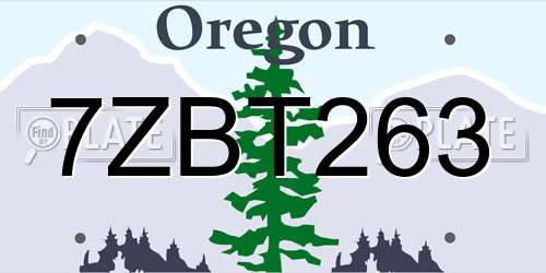7ZBT263 Oregon License Plate