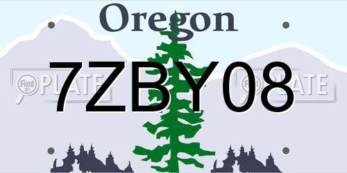 7ZBY08 Oregon License Plate