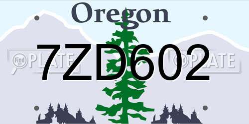 7ZD602 Oregon License Plate