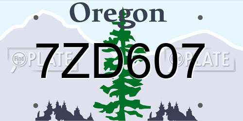 7ZD607 Oregon License Plate