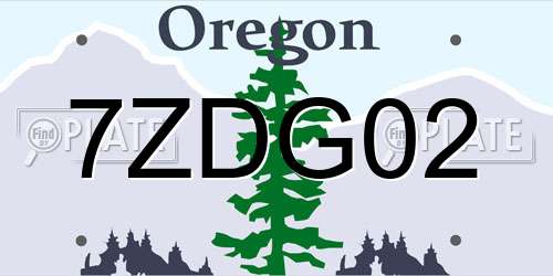7ZDG02 Oregon License Plate