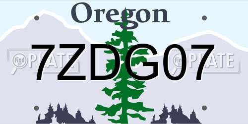 7ZDG07 Oregon License Plate