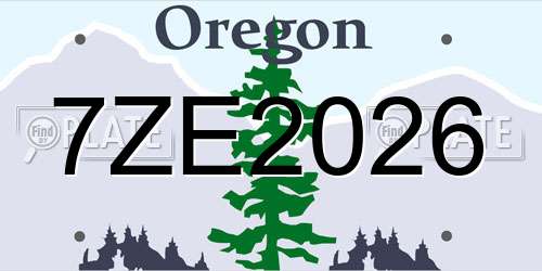 7ZE2026 Oregon License Plate