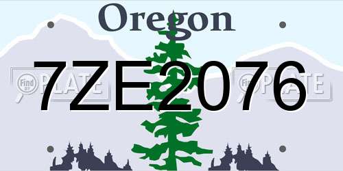 7ZE2076 Oregon License Plate