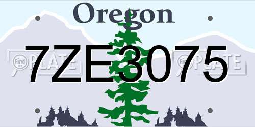 7ZE3075 Oregon License Plate