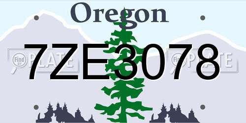 7ZE3078 Oregon License Plate