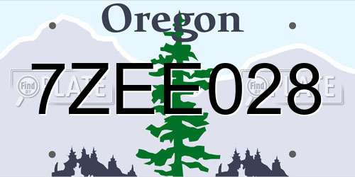 7ZEE028 Oregon License Plate