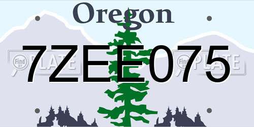 7ZEE075 Oregon License Plate