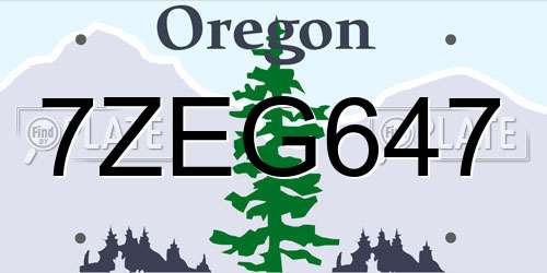 7ZEG647 Oregon License Plate