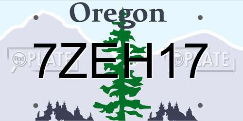 7ZEH17 Oregon License Plate