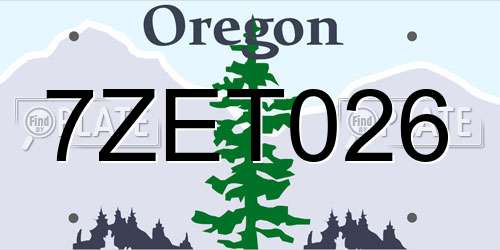 7ZET026 Oregon License Plate