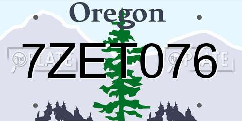 7ZET076 Oregon License Plate