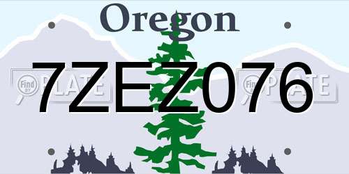 7ZEZ076 Oregon License Plate