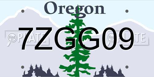 7ZGG09 Oregon License Plate