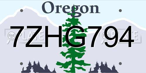 7ZHG794 Oregon License Plate