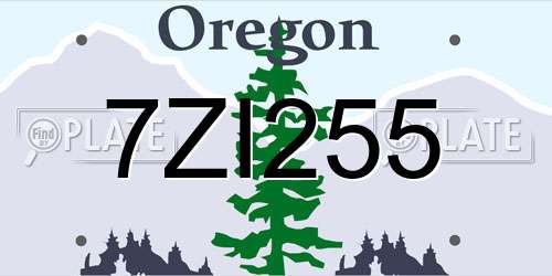 7ZI255 Oregon License Plate