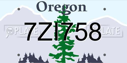 7ZI758 Oregon License Plate