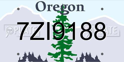 7ZI9188 Oregon License Plate