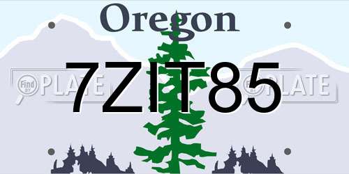 7ZIT85 Oregon License Plate